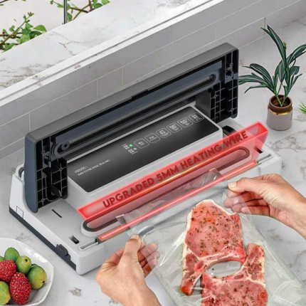 Intelligent Sealing Time Display Vacuum Sealer With LED Indicator Lights Dry and Moist Food Modes NTC Over Heating Protection