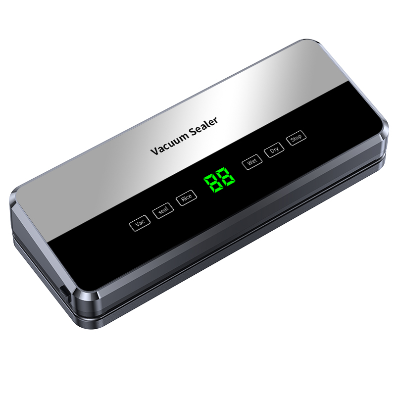 High-quality automatic vacuum food sealer for home use touchscreen, equipped with vacuum roll bag storage compartments and bag cutters