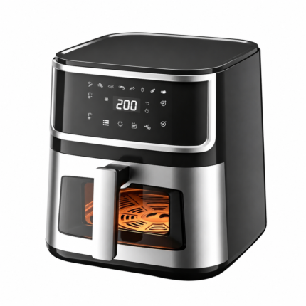 8L 8-in-1 Stainless Steel Air Fryer, New Upgraded Design, Digital Touch Screen, Oil-Free Electric Cooker for Home Use