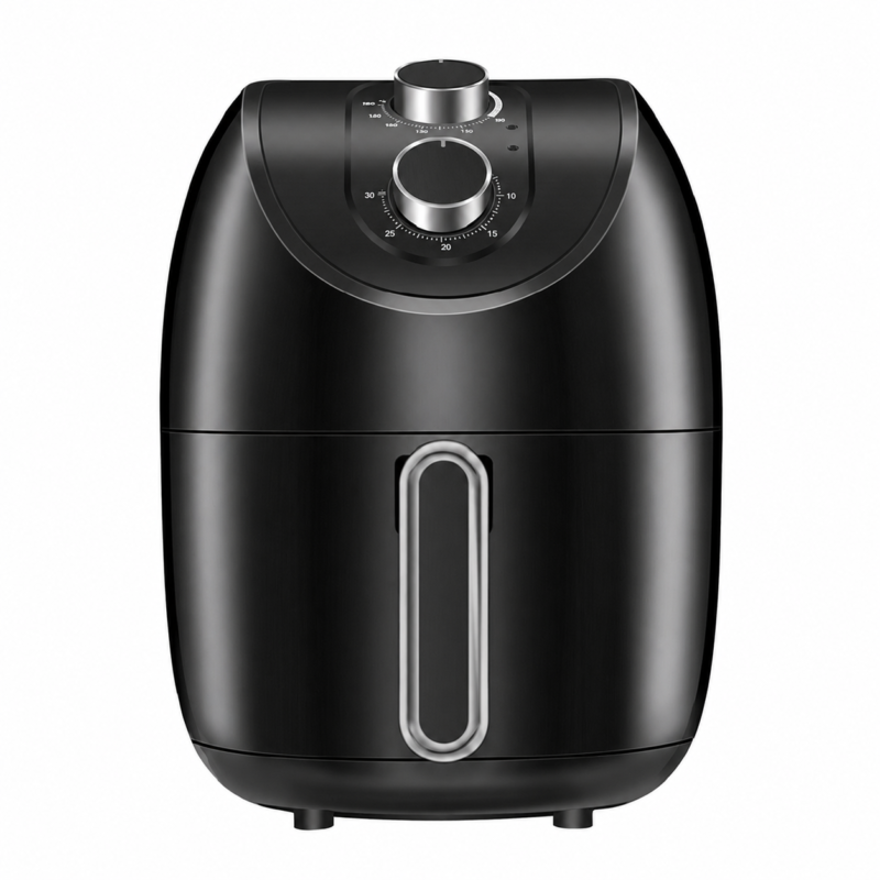 3.2L Round Mini Air Fryer, Portable Electric Fryer with Non-stick Coating & Dual Knob Mechanical Control for Home Use
