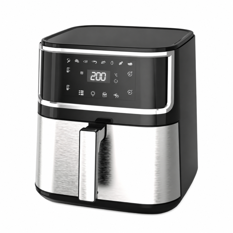 8L Large Capacity Electric Air Fryer, 1500W Adjustable Temperature Touch Control with One-Touch Cooking Function for Home Use