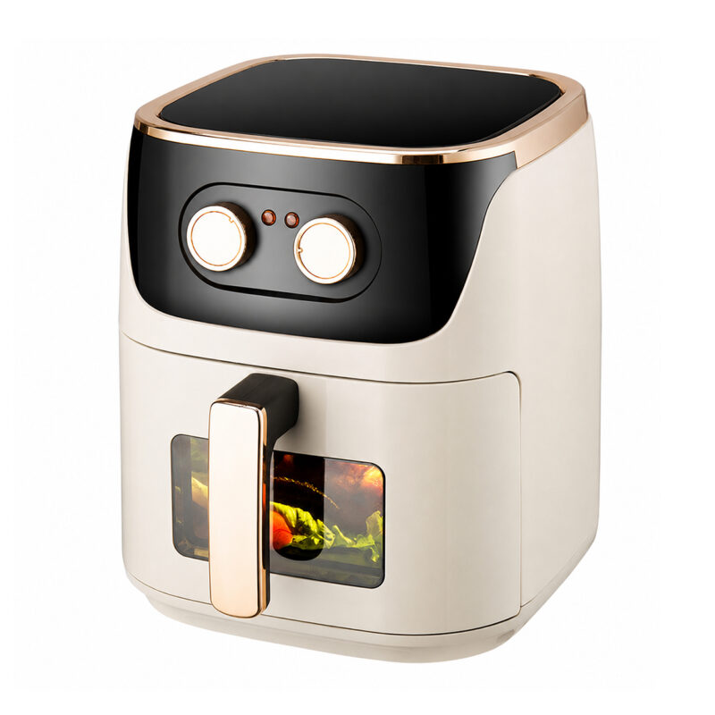 7L Visible Dual Knob Air Fryer Oven, PTFE Non-Stick Household Adjustable Air Fryer with Indicator Light and Overheat Protection