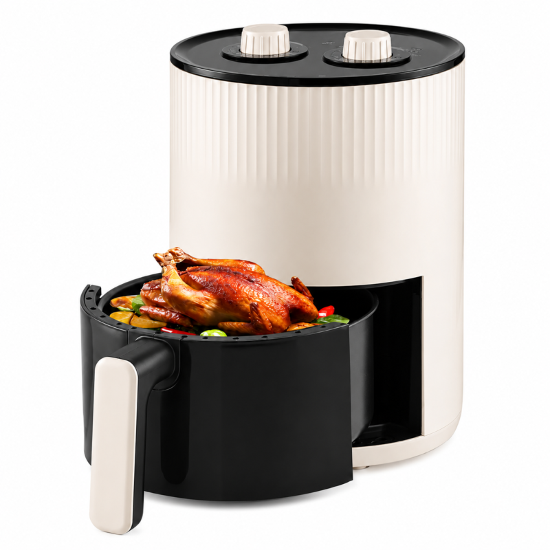 Large Capacity Multifunction Air Fryer with Mechanical Knob Time and Temperature Control Non-Stick Basket for Frying Baking and Roasting